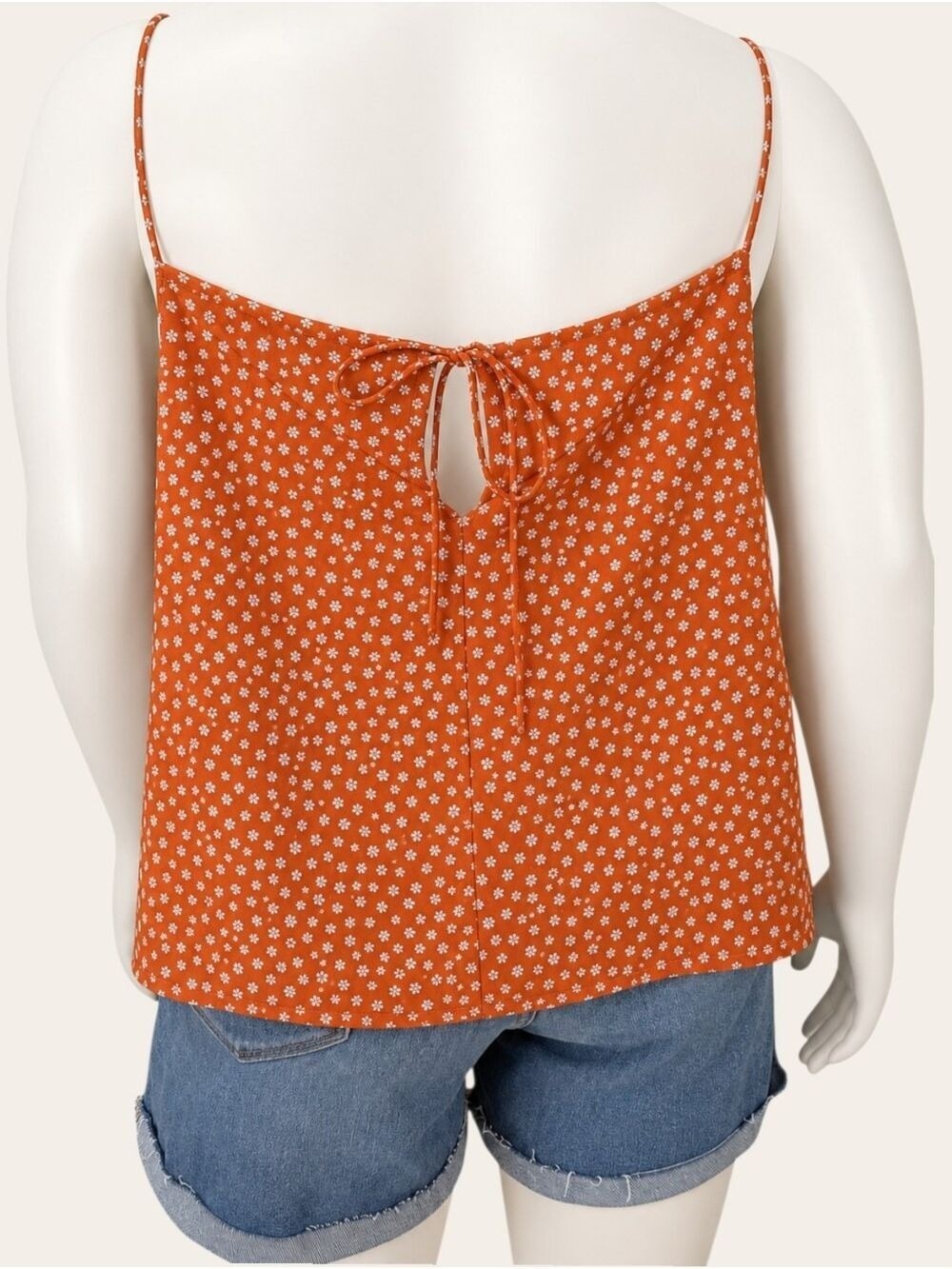 Levi’s Rust Orange Ditsy Floral Tie Back Cami Top 3X NWT - Picture 4 of 11